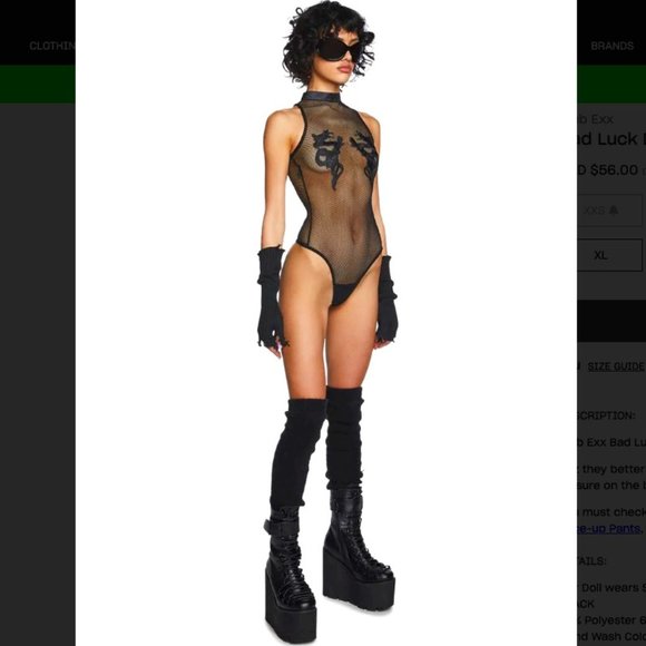Club Exx Bad Luck Dragon Fishnet Bodysuit M NWOT - Picture 2 of 8